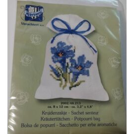 Kékvirágos keresztszemes illatzsák