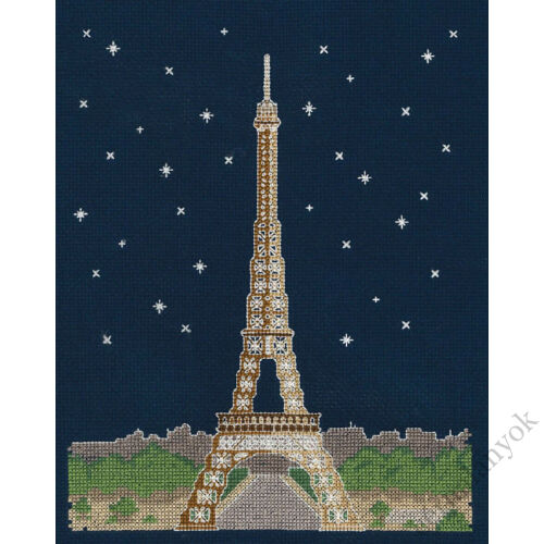 Párizs éjjel - keresztszemes készlet sötétben világítós fonallal
