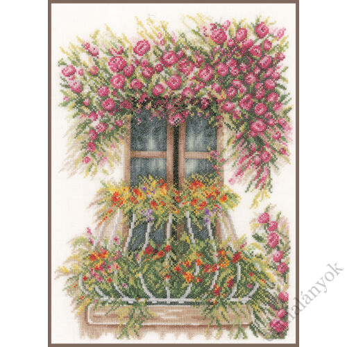 Virágos balkon  - Lanarte keresztszemes készlet