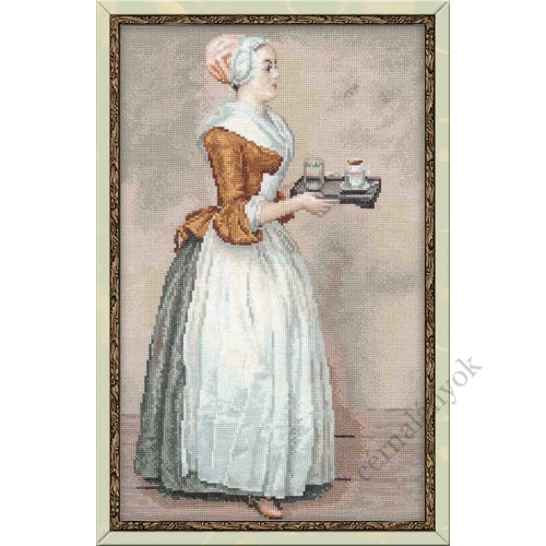 Csokoládé (Chocolate) - J.E. Liotard festménye alapján keresztszemes készlet