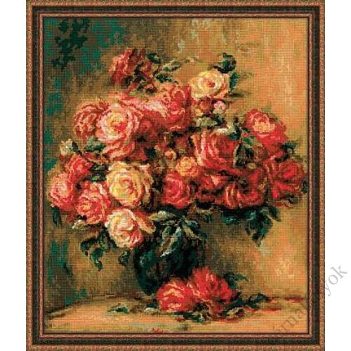 Rózsacsokor keresztszemes készlet Renoir festménye alapján