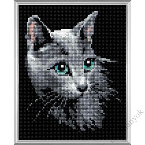 Diamond Mosaic készlet - Szürke cica