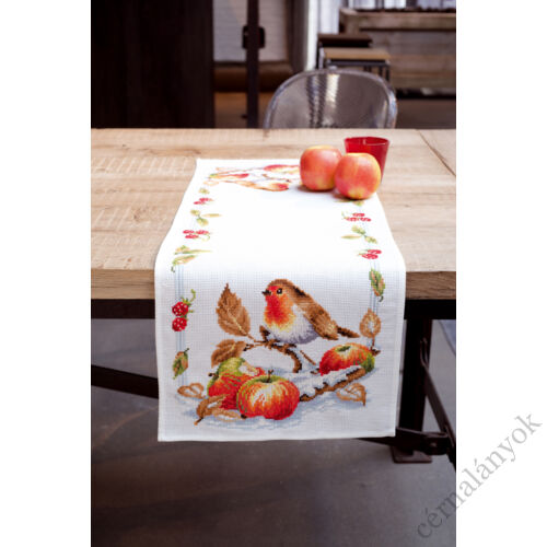 Vervaco asztali futó - Vörösmellű vörösbegy almával