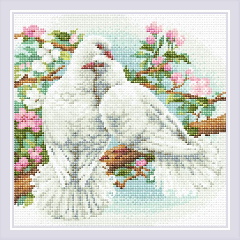 Diamond Mosaic készlet - Fehér galambok