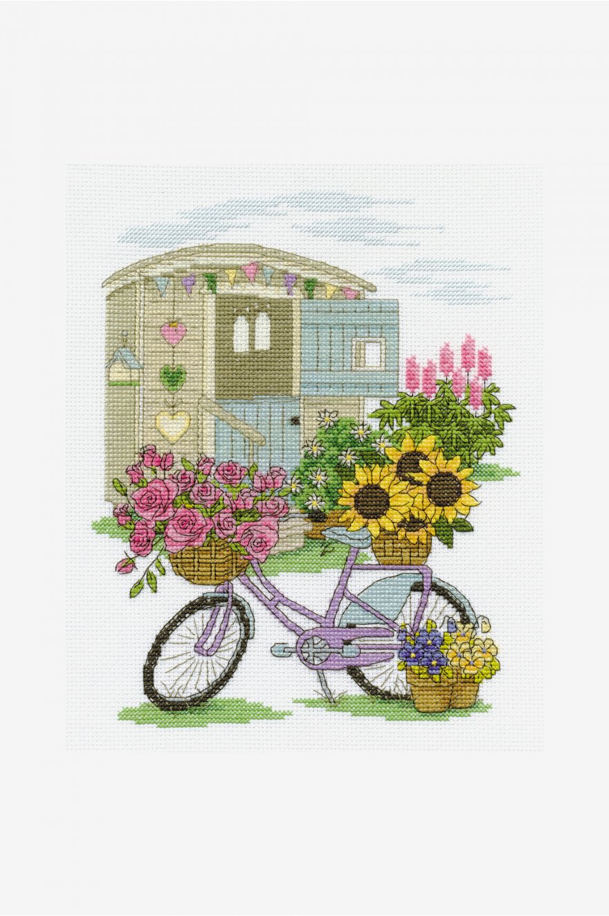 DMC keresztszemes készlet - virágos bicikli