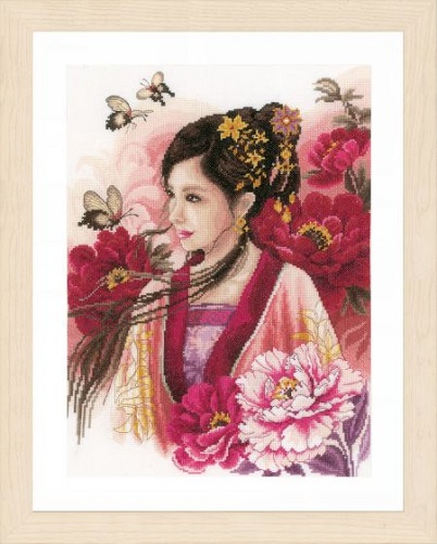 Ázsiai nő pinkben - leszámolható keresztszemes készlet