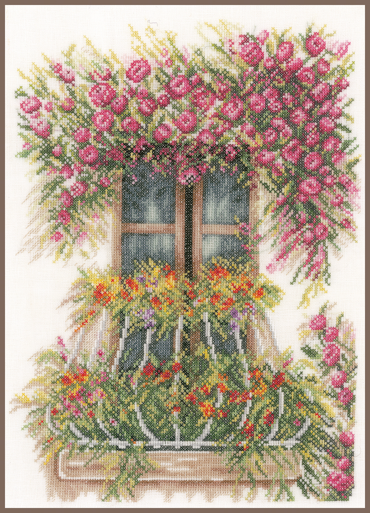 Virágos balkon  - Lanarte keresztszemes készlet