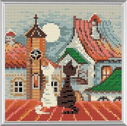 Diamond Mosaic készlet - Macskák város és tavasz